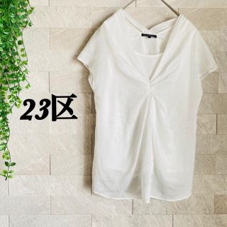 ニジュウサンク(23区)の23区　ブラウス　シャツ　カットソー　Tシャツ　レイヤード　リボン(シャツ/ブラウス(半袖/袖なし))