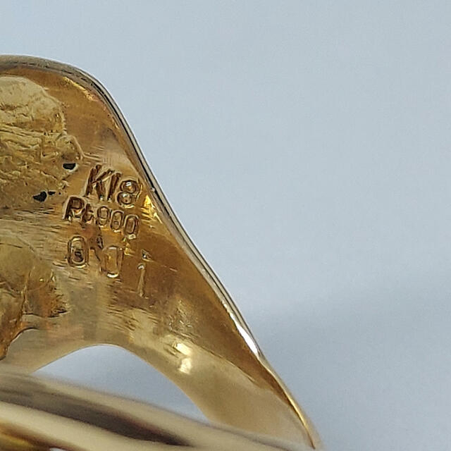 K18/Pt900 猫　ダイヤ　リング　神楽坂宝石 レディースのアクセサリー(リング(指輪))の商品写真
