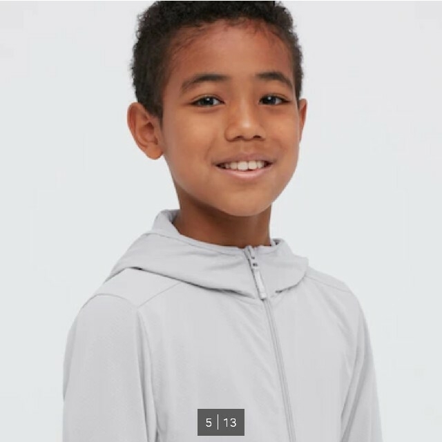 UNIQLO(ユニクロ)の美品【男女兼用 KIDS エアリズムUVカットメッシュパーカ（長袖）】 キッズ/ベビー/マタニティのキッズ服女の子用(90cm~)(ジャケット/上着)の商品写真