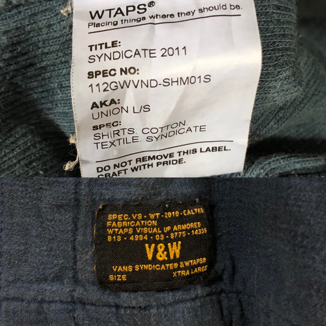 2枚セット　wtaps vans シャツ　変色ありwtaps Tシャツ　XL 3