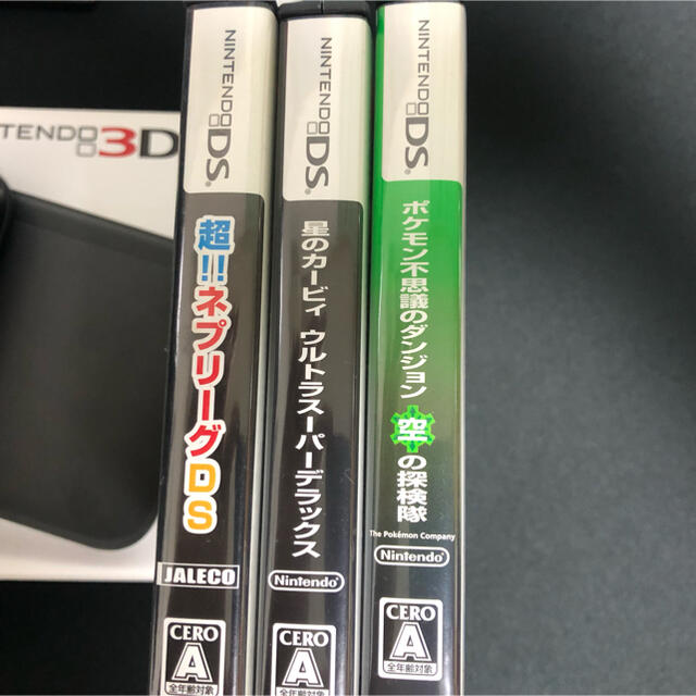 Nintendo 3DS  LL 本体ブラック＋ACアダプタ＋DSソフト3本 4