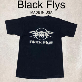 ブラックフライズ(BLACK FLYS)のBlack Flys アメリカ製 ビンテージ シルバー ロゴ Tシャツ M 黒(Tシャツ/カットソー(半袖/袖なし))