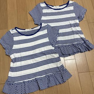 ジーユー(GU)のGU キッズ 女の子 120㌢ ボーダーTシャツ 2枚セット(Tシャツ/カットソー)