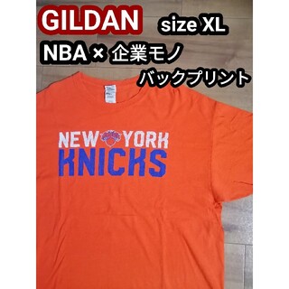 ギルタン(GILDAN)のアメリカ古着 企業物 NBA ニューヨークニックス Tシャツ オレンジ XL(Tシャツ/カットソー(半袖/袖なし))