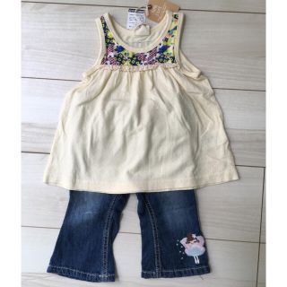 ジャンクストアー(JUNK STORE)の新品！チュニック トップス　花柄かわいい！80 妖精 デニムパンツ 80(Ｔシャツ)