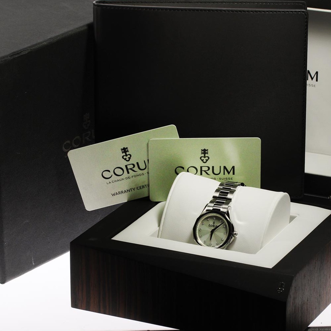 ☆極美品★箱・取説・保証書付き【CORUM】コルム アドミラルズカップ レジェンド 12Pダイヤ 020.100.20/V200 PN09 クォーツ レディース【ev20】