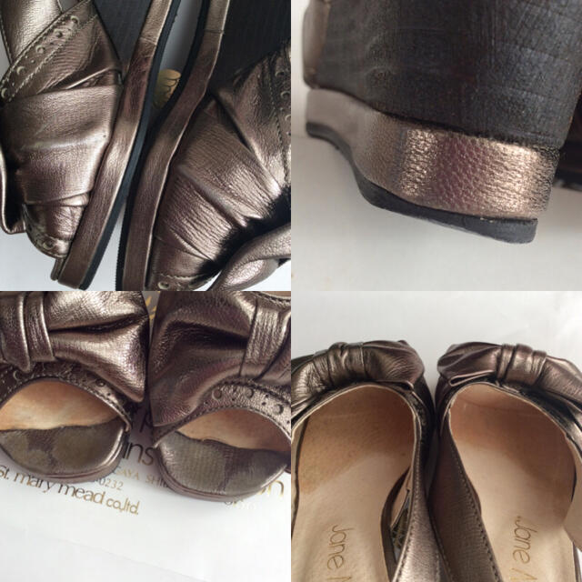 JaneMarple(ジェーンマープル)のJane Marple ウェッジソール リボンサンダル L ブロンズ レザー レディースの靴/シューズ(サンダル)の商品写真