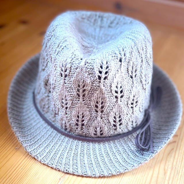 帽子　透かし編みハット レディースの帽子(麦わら帽子/ストローハット)の商品写真