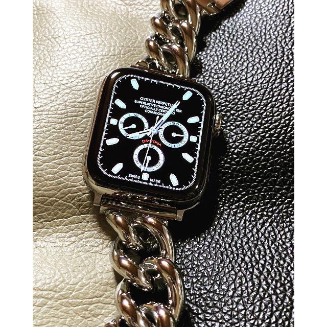 アップルウォッチ 最高級 シルバーチェーンブレスレット　ベルト　サイズカラー各種 レディースのファッション小物(腕時計)の商品写真