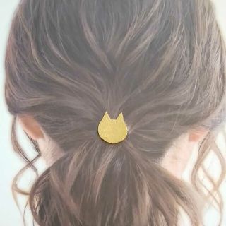 真鍮ポニーフック　ヘアーカフ　猫　ねこ　ねこちゃん　ハンドメイド　お出かけご褒美(ヘアアクセサリー)