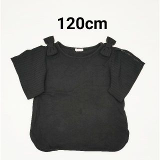 ジーユー(GU)の120cm☆GUキッズ☆シフォン袖リボン付き大人っぽいトップス黒(Tシャツ/カットソー)