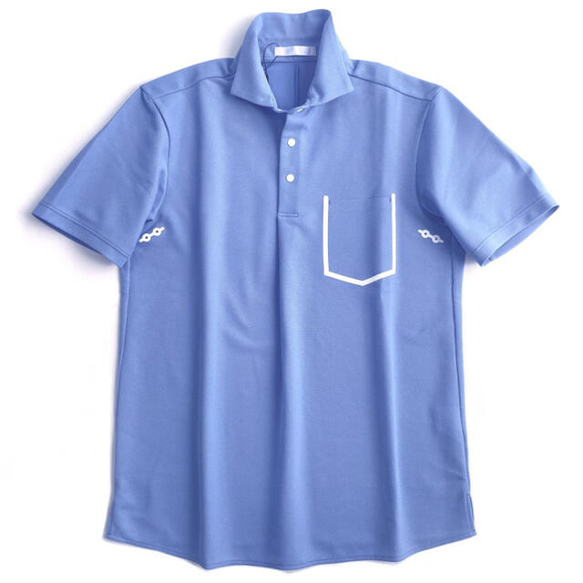 【新品タグ付き】デサント　半袖　ポロシャツ　M ブルー　吸湿　胸ポケットあり