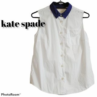 ケイトスペードニューヨーク(kate spade new york)のkate spade/ケイト・スペード　ノースリーブ　シャツ　ブルー襟(シャツ/ブラウス(半袖/袖なし))