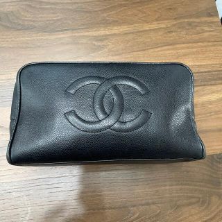 シャネル(CHANEL)のCHANEL黒キャビア スキンポーチクラッチ(ポーチ)