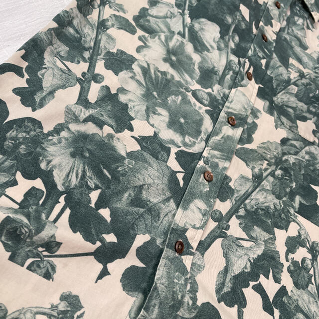ポールスミス コレクション　シャツ　花柄　フラワー　総柄　ベージュ×緑　長袖