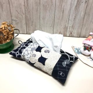 ミナペルホネン(mina perhonen)のハンドメイド*ミナペルホネン*ティッシュケース*パッチ*タンバリン(インテリア雑貨)