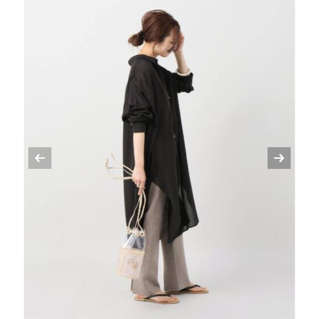 Plage(プラージュ)のplage プラージュ long gather シャツ ワンピース ブラック レディースのトップス(シャツ/ブラウス(長袖/七分))の商品写真