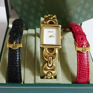 Gucci - 腕時計 グッチ GUCCI 時計 グッチ1800L 替えベルト 赤・黒の