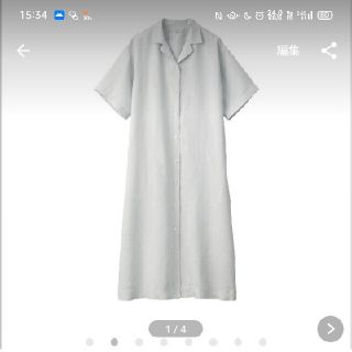 ムジルシリョウヒン(MUJI (無印良品))の無印良品 フレンチリネン洗いざらし五分袖開襟ワンピース(ひざ丈ワンピース)