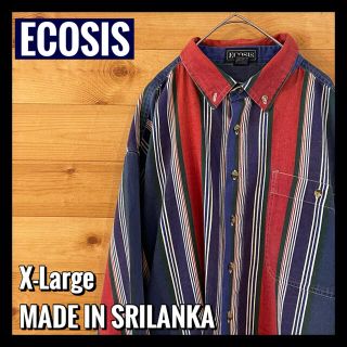 【ECOSIS】ストライプ マルチカラー 柄シャツ 長袖シャツ アメリカ古着(シャツ)