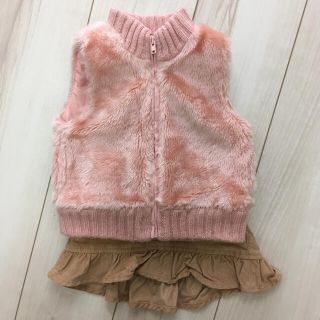 ベビーギャップ(babyGAP)のかわいい！ファーベスト　コーデュロイミニスカート　まとめ売り！80(ジャケット/コート)