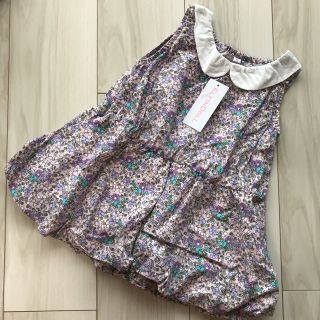 ニシマツヤ(西松屋)の新品 ベビー 女の子 95 花柄 ワンピース チュニック パープル 花柄(ワンピース)