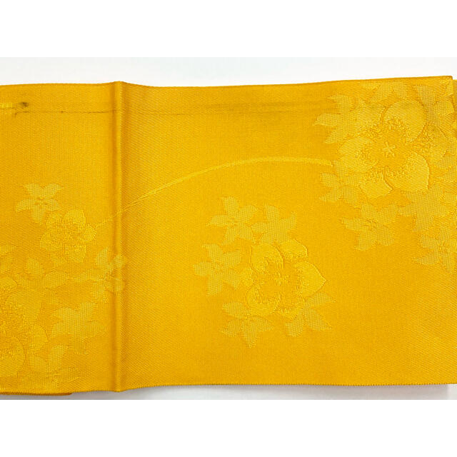 浴衣用帯(半幅帯、半巾帯、黄色、花)No.403 レディースの水着/浴衣(浴衣帯)の商品写真