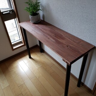 カウンターテーブル　カフェ風　パソコンテーブル　ウォールナット　無垢材　男前(バーテーブル/カウンターテーブル)