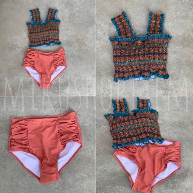 マルチカラーフリルビキニ ピンク ボトムス 水着 セパレート チェック柄 可愛い