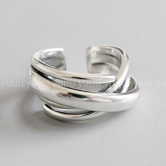 クロスリング シルバーリング 指輪 シルバー925 多重 デザインリング メンズ レディースのアクセサリー(リング(指輪))の商品写真