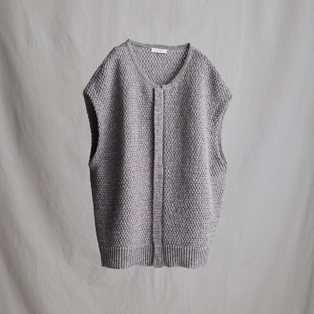 リドム　LIDNM　GIMA ZIP KNIT VEST　L　グレー