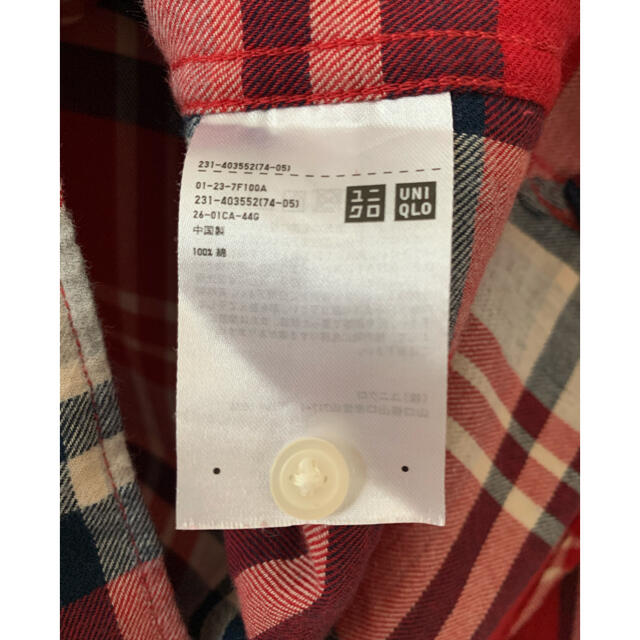 UNIQLO(ユニクロ)のUNIQLO 赤×ネイビー　チェックシャツ　長袖 レディースのトップス(シャツ/ブラウス(長袖/七分))の商品写真