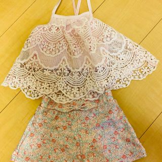 美品　水着　セパレート　レース　ピンク　80cm(水着)