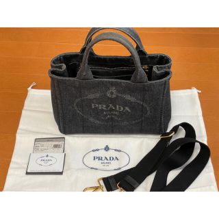 プラダ(PRADA)のPRADA プラダ カナパ　デニム　ブラック　NERO(ハンドバッグ)