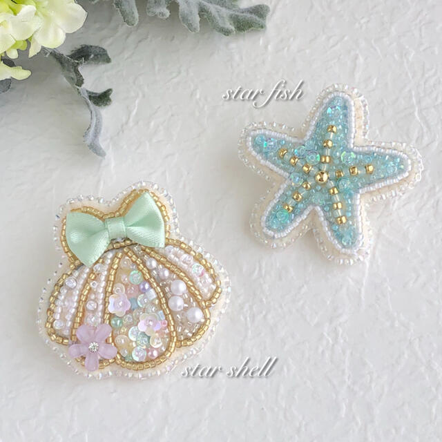 ビーズ刺繍♡マーメイドのブローチ／ピンク ハンドメイドのアクセサリー(コサージュ/ブローチ)の商品写真