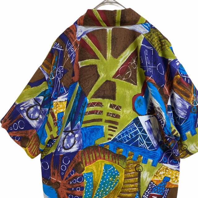 メンズ レディース 柄シャツ 総柄 vintage アート 個性的 奇抜
