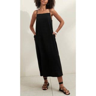 バナナリパブリック(Banana Republic)のバナナリパブリック  スクエアネック ミディワンピース　Black(ロングワンピース/マキシワンピース)