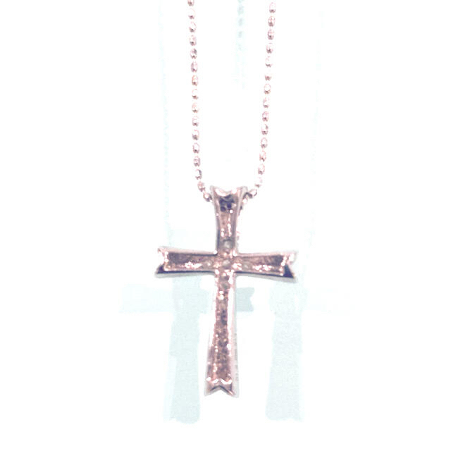 ポンテヴェキオ 18k WG ダイヤ0.10ct ネックレス クロス 十字架 ...