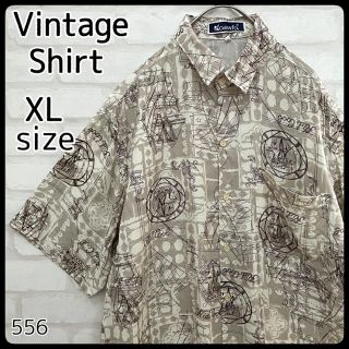 【希少】半袖 船柄 総柄 ポリシャツ XL vintage 夏 シャツ アート柄(シャツ)