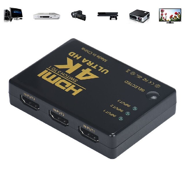 HDMIセレクター HDMI切替機 HDMI ４K対応 3ポート 3入力1出力  スマホ/家電/カメラのテレビ/映像機器(映像用ケーブル)の商品写真