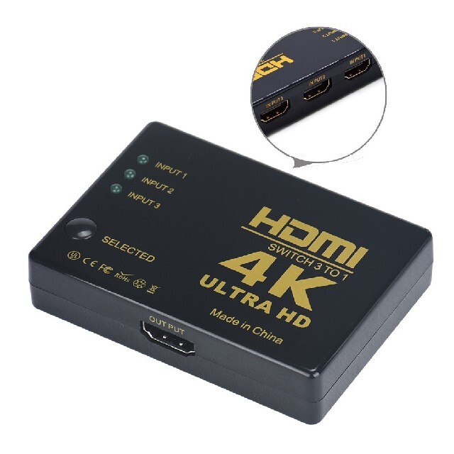 HDMIセレクター HDMI切替機 HDMI ４K対応 3ポート 3入力1出力  スマホ/家電/カメラのテレビ/映像機器(映像用ケーブル)の商品写真