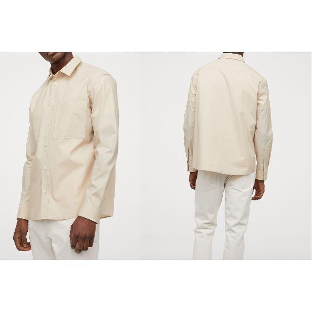 H&M(エイチアンドエム)のH&M オーバーサイズ ポケットコットンシャツ ライトベージュXL メンズのトップス(シャツ)の商品写真
