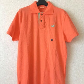 ホリスター(Hollister)の☆HOLLISTER　ホリスター　ポロシャツ　新品　未使用　ピンク　オレンジ　M(ポロシャツ)