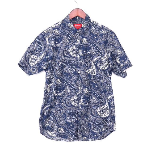 SUPREME シュプリーム PAISLEY S/S BDシャツ 紺S新品