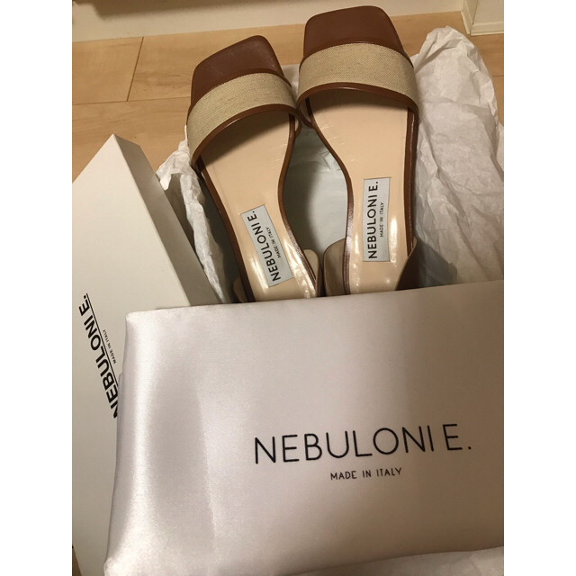 Plage(プラージュ)の【週末お値下げ】NEBULONIE.リネンフラットサンダルブラウン37.5 レディースの靴/シューズ(サンダル)の商品写真