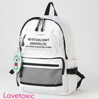 ラブトキシック(lovetoxic)の新品＊Lovetoxic チェリーミラー メッシュポケット リュック ホワイト(リュックサック)