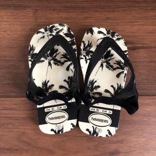 ハワイアナス(havaianas)のハワイアナス★ヤシ柄 ビーチサンダル14.6cm★キッズ(サンダル)