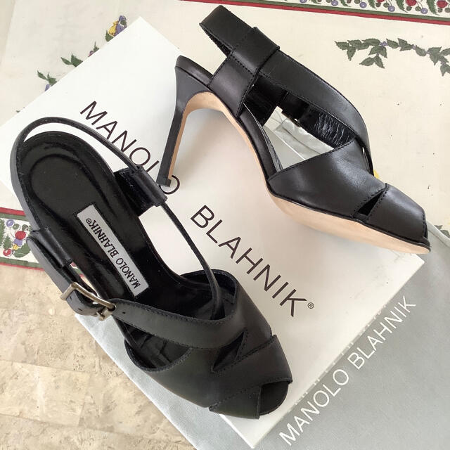 MANOLO BLAHNIK(マノロブラニク)の新品!憧れのマノロブラニク オープントゥ 極上カーフ バックストラップ 22㎝ レディースの靴/シューズ(サンダル)の商品写真