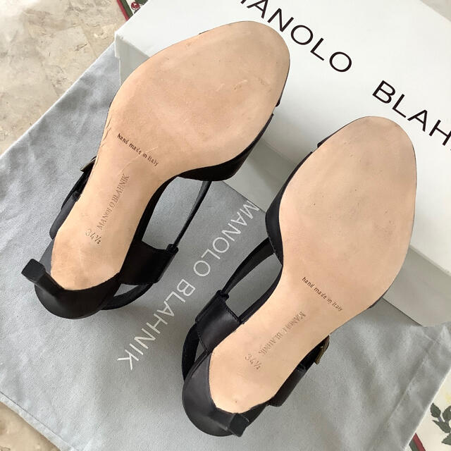 MANOLO BLAHNIK(マノロブラニク)の新品!憧れのマノロブラニク オープントゥ 極上カーフ バックストラップ 22㎝ レディースの靴/シューズ(サンダル)の商品写真