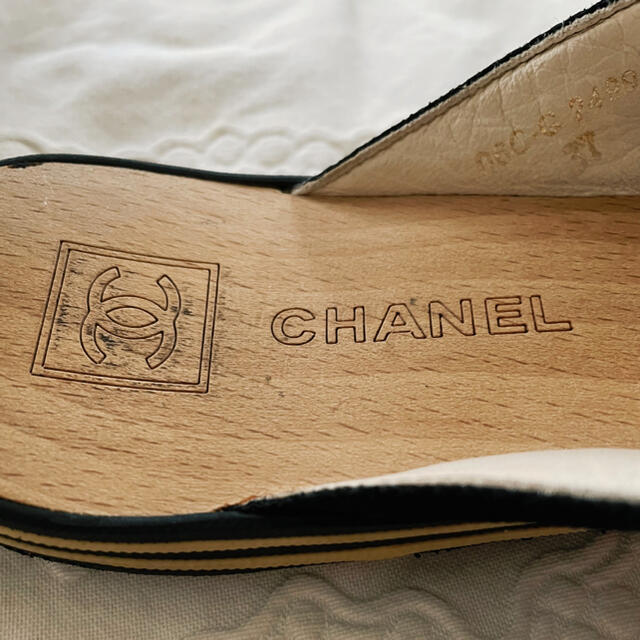 CHANEL(シャネル)のシャネル　ウッド　サンダル　ストライプ レディースの靴/シューズ(サンダル)の商品写真